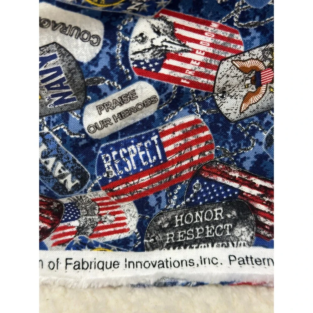 US Navy Fabric Sykel Enterprises Dog Tags Flags Blue Camo Cotton Pattern 1254